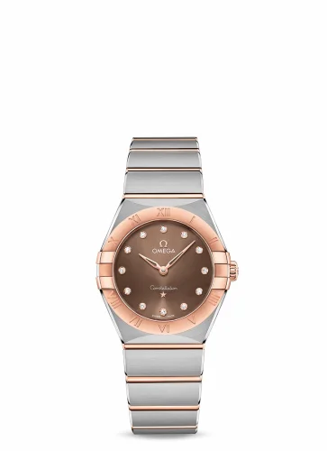 Omega Constellation Manhattan 28 Quartz Stainless Steel / Sedna Gold / Brown - Diamond 131.20.28.60.63.001 (13120286063001)